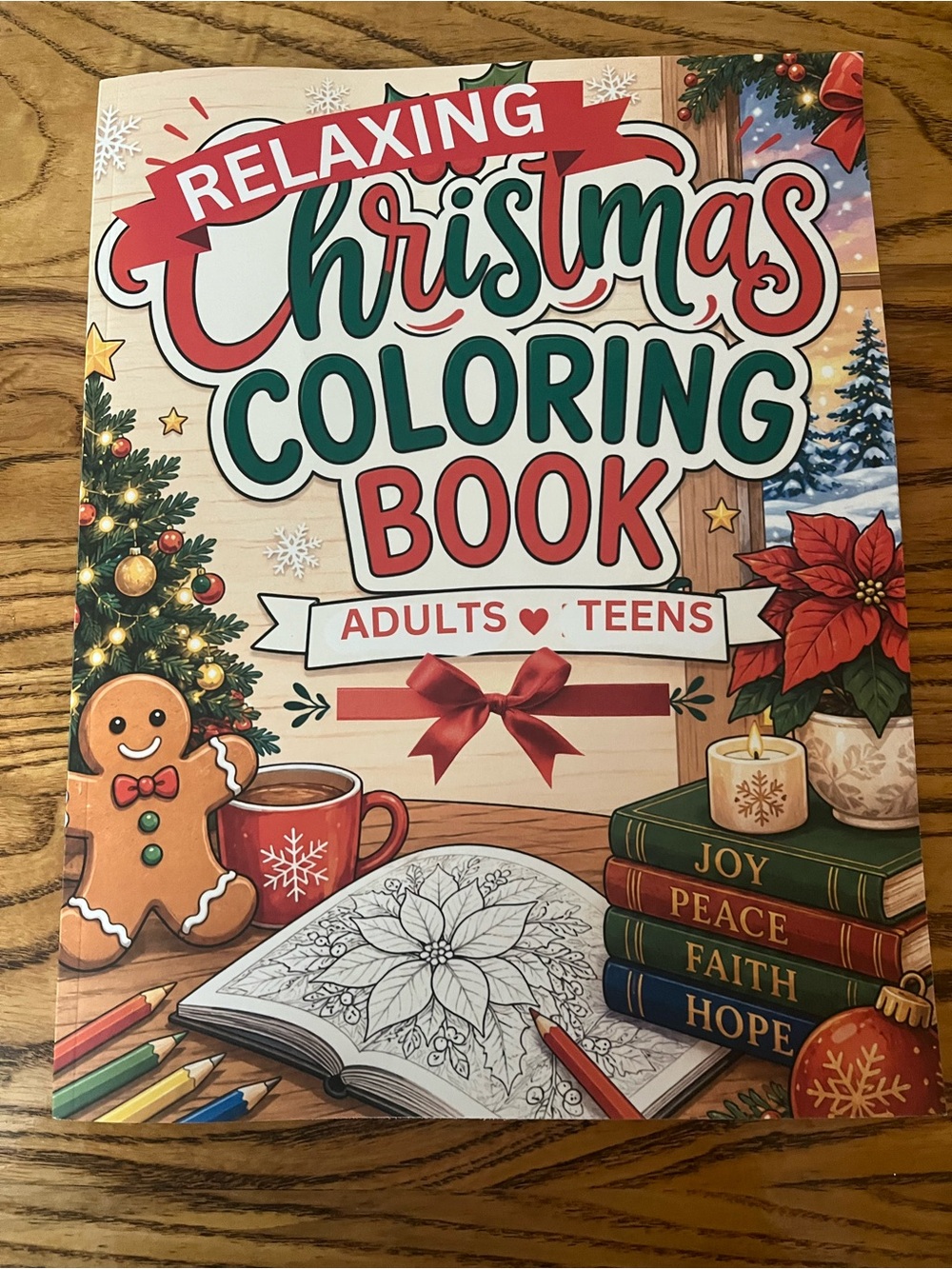 Relaxing Christmas Coloring Book for Adults & Teens - Red/Green